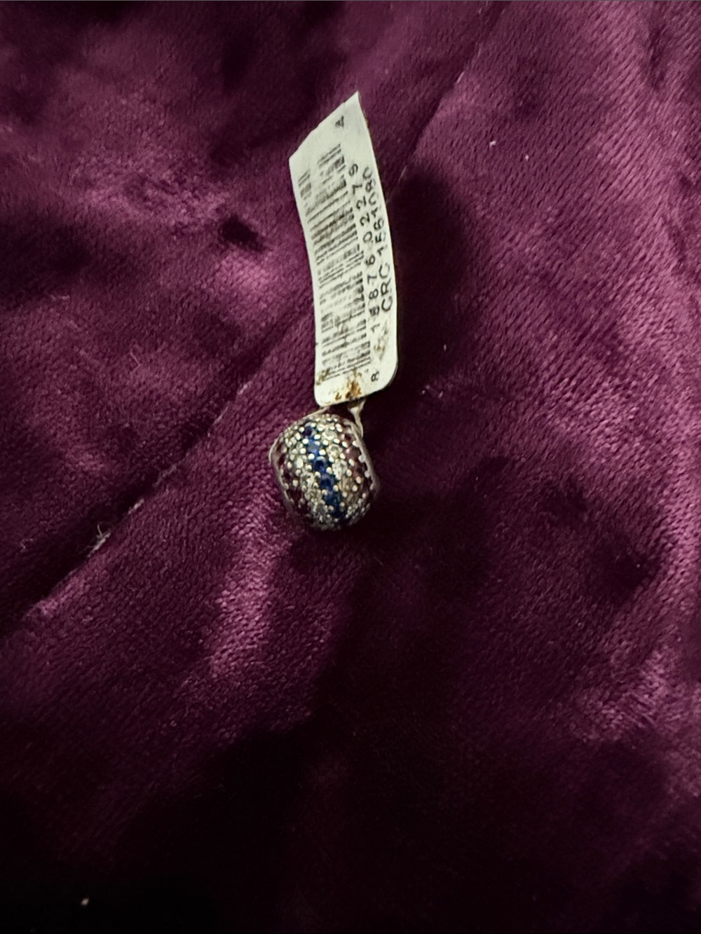 Pavé Bead Charm with Blue and Clear Stones